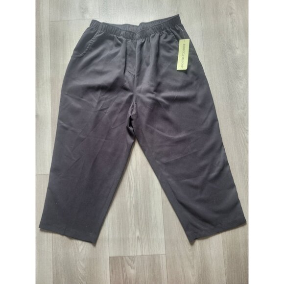 Rebecca Malone Womens Elastic Waist Capri Pants L Black Polyester NWT - Picture 1 of 6
